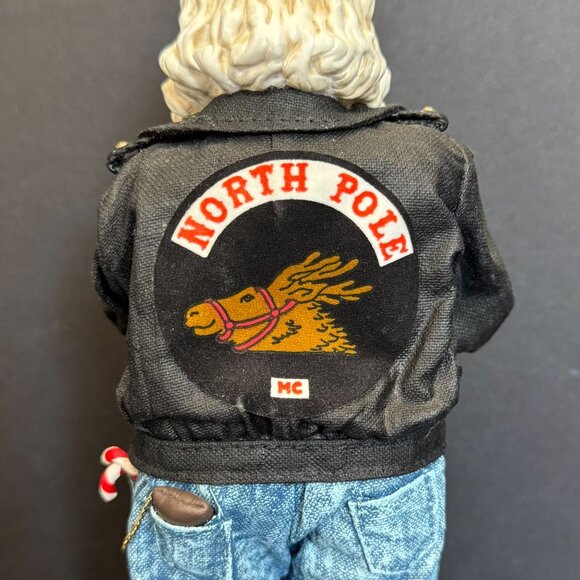 1997 Clothtique Possible Dreams Easy Ridin Santa Figure In Biker Jacket & Jeans - Picture 8 of 16